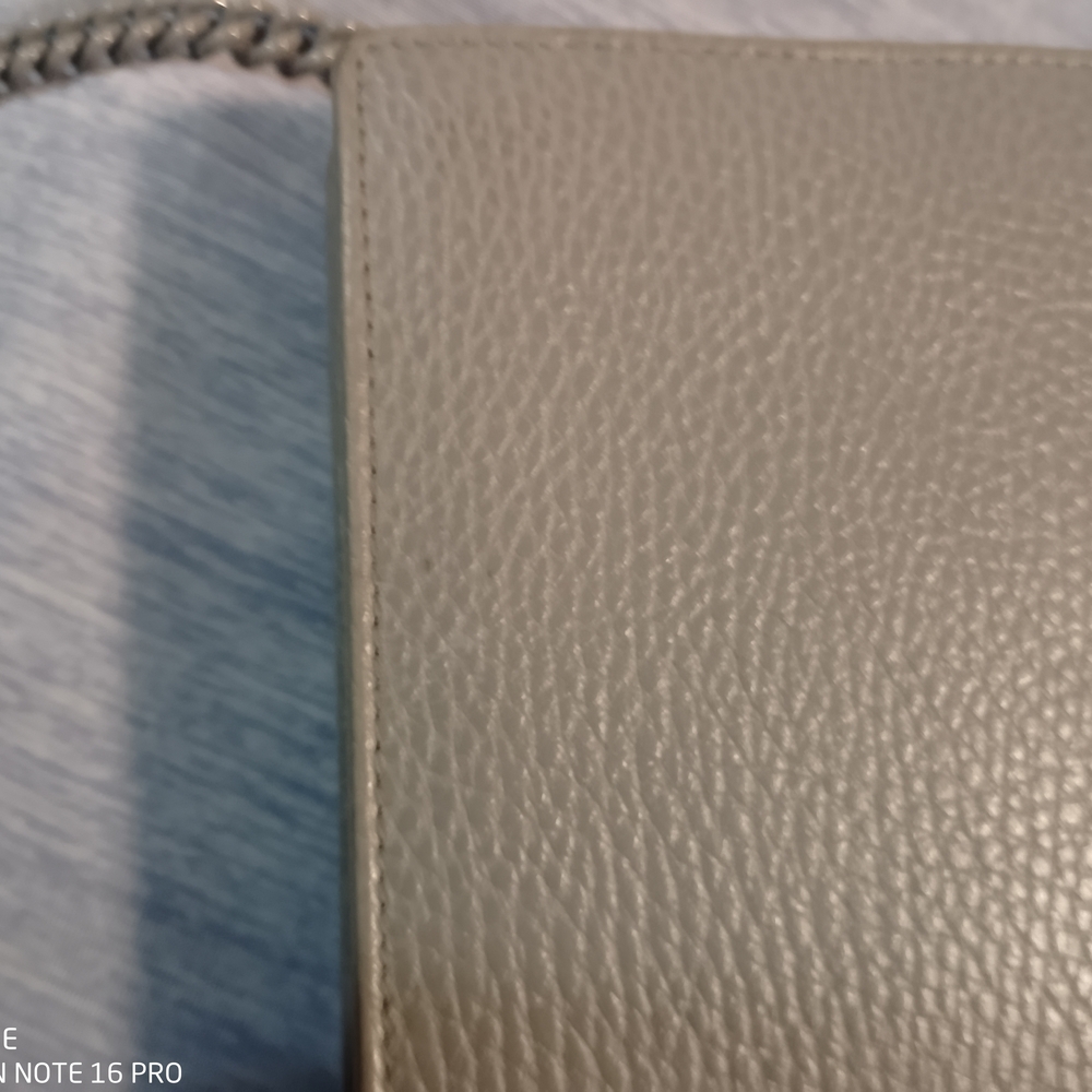 Gucci Light Gray Leather GG Marmont chain wallet - Picture 14 of 16